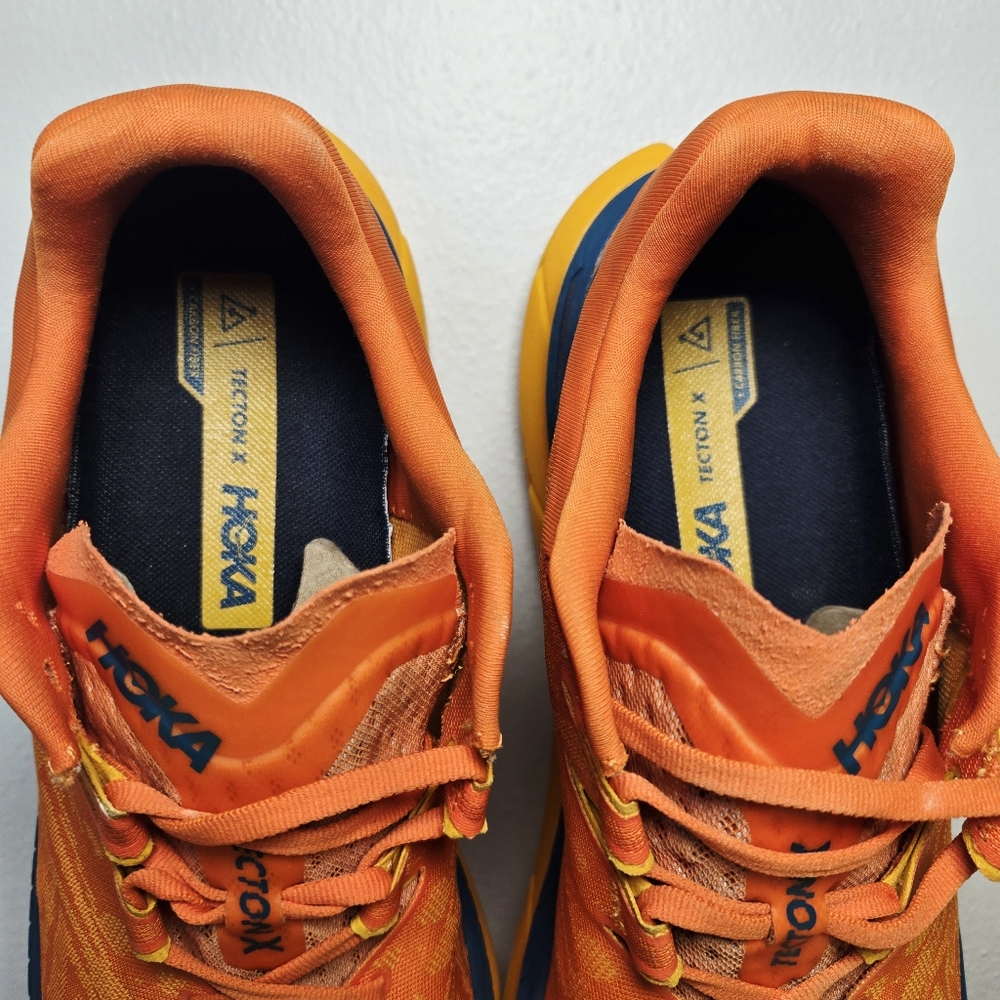 Hoka One One Tecton X Mens 12.5 Trail Running Shoe Carbon Fiber Orange Blue - Picture 6 of 10